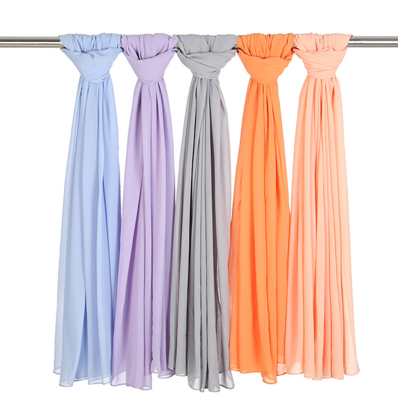 Ramadan musulman en mousseline de soie Hijabs pour femme couleur unie foulard Long châle écharpe femmes Jersey Hijabs dames Islam Voile Hijab