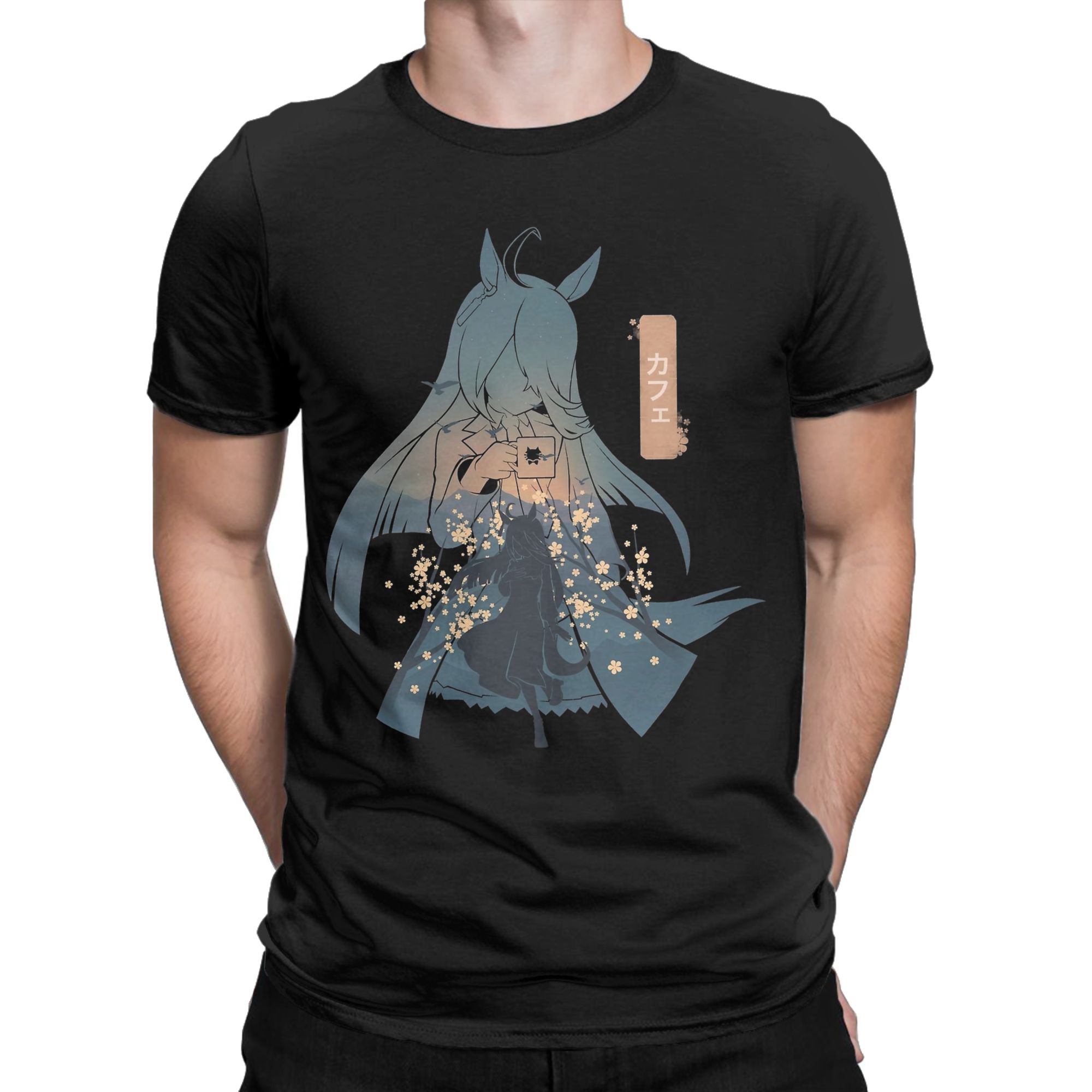 Manhattan Cafe Uma Musume Anime T-Shirts pour hommes, t-shirt en coton à la mode, col rond, manches courtes, hauts grande taille