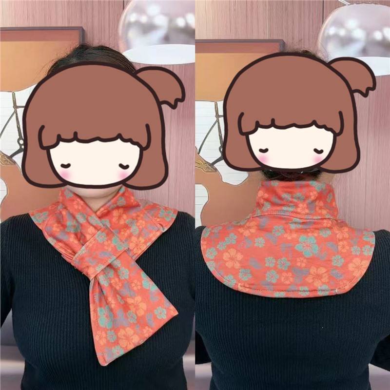 Nouvelle Écharpe Tendance Double Face avec Support Cervical et Poches, Design Polyvalent Homme/Femme, Motif Floral et Lettres Printemps