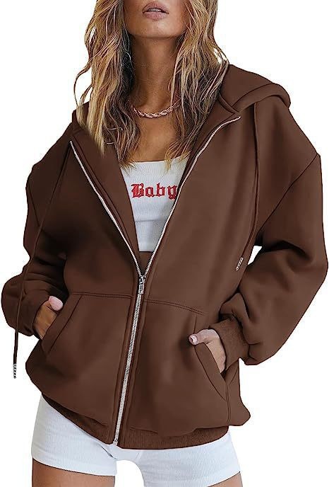 Nouveau sweat à capuche zippé pour femme, coupe ample, décontracté, avec cordon de serrage et poche