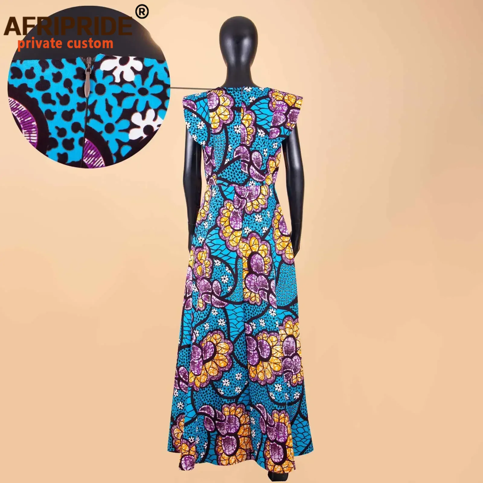 AFRIPRIDE-Robe africaine en coton pour femmes, vêtement imprimé Dashiki, manches courtes, col rond, longueur au sol, ligne A, A1825017
