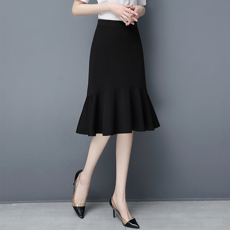 Jupe ample taille haute aux hanches, couleur unie, à volants, queue de poisson, élégante, à la mode, vêtements pour femmes, nouvelle collection été