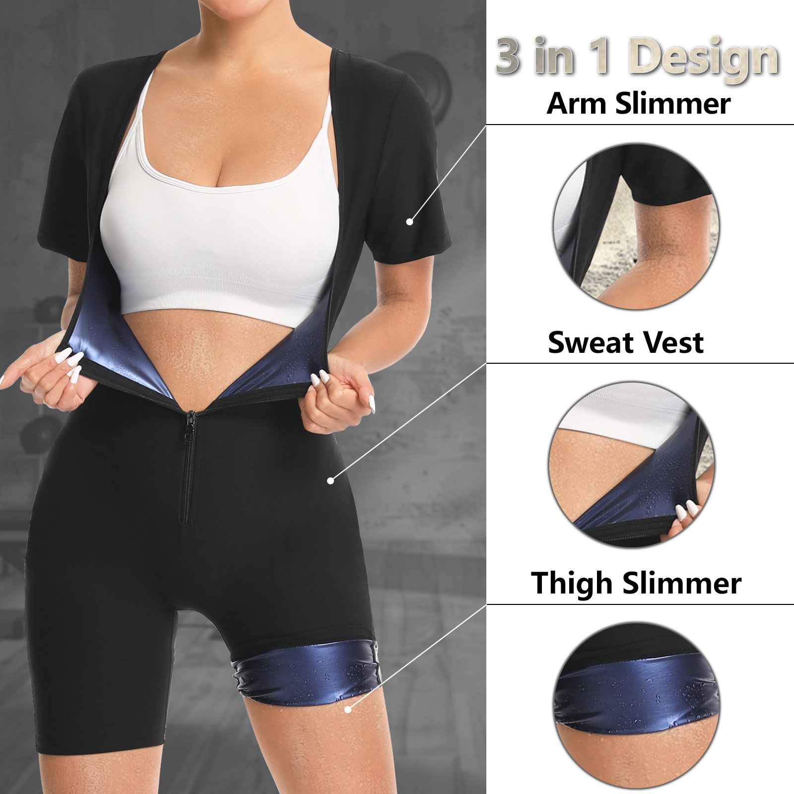 Combinaison à manches courtes pour femme, combinaison de sport et de fitness, combinaison de sauna