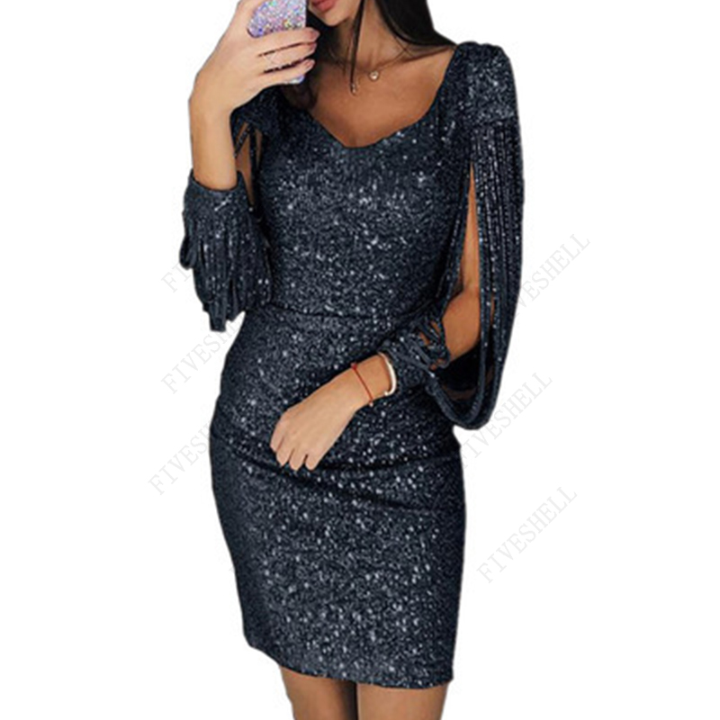Robe Éducative à Paillettes pour Femme, Col en V, Sac à Franges, Hanche, Design Évasé, Mode, Costumes de ix, Grande Taille, Printemps, 2022