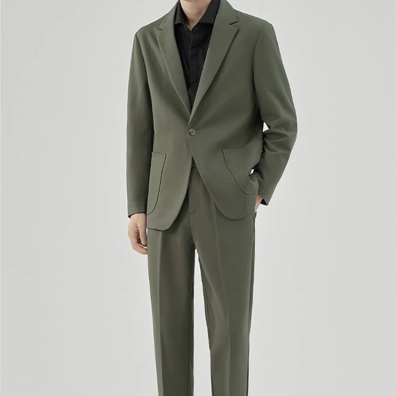 Ensemble de tenue 2 pièces pour hommes, couleur unie, tendances pour jeunes, Costumes, pantalons de cérémonie, Costumes et blazers complets pour hommes, vêtements classiques élégants