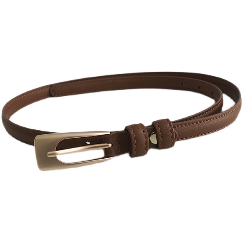 Ceinture fine en cuir chic pour femme avec boucle carrée, idéale pour jeans et pantalons, accessoire de mode féminin