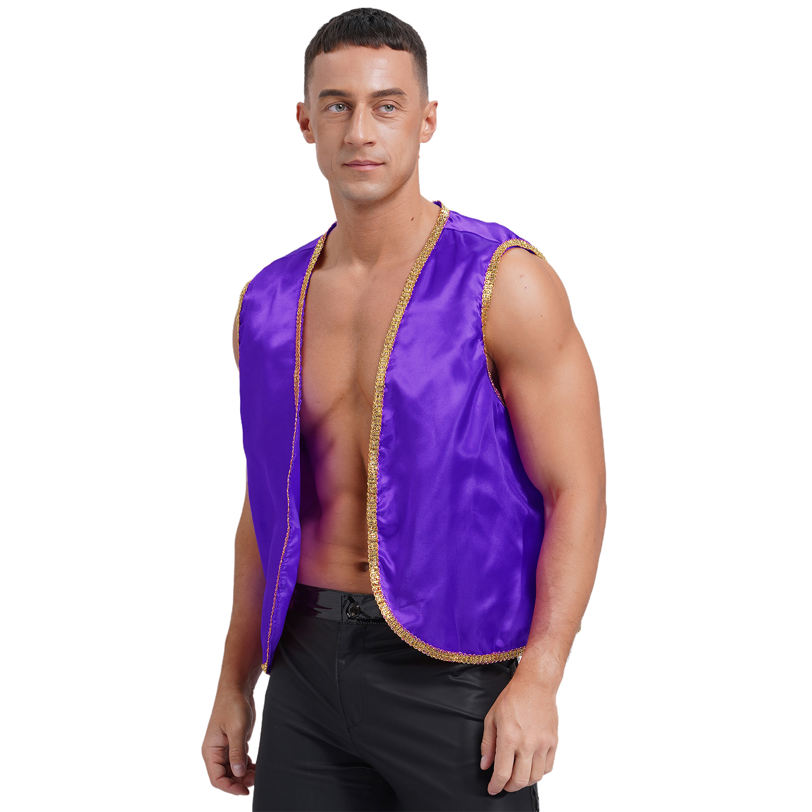 Costume de Prince arabe pour hommes, Aladin arabe persan, jeu de rôle d'halloween, gilet sans manches avec pantalon, tenues de carnaval