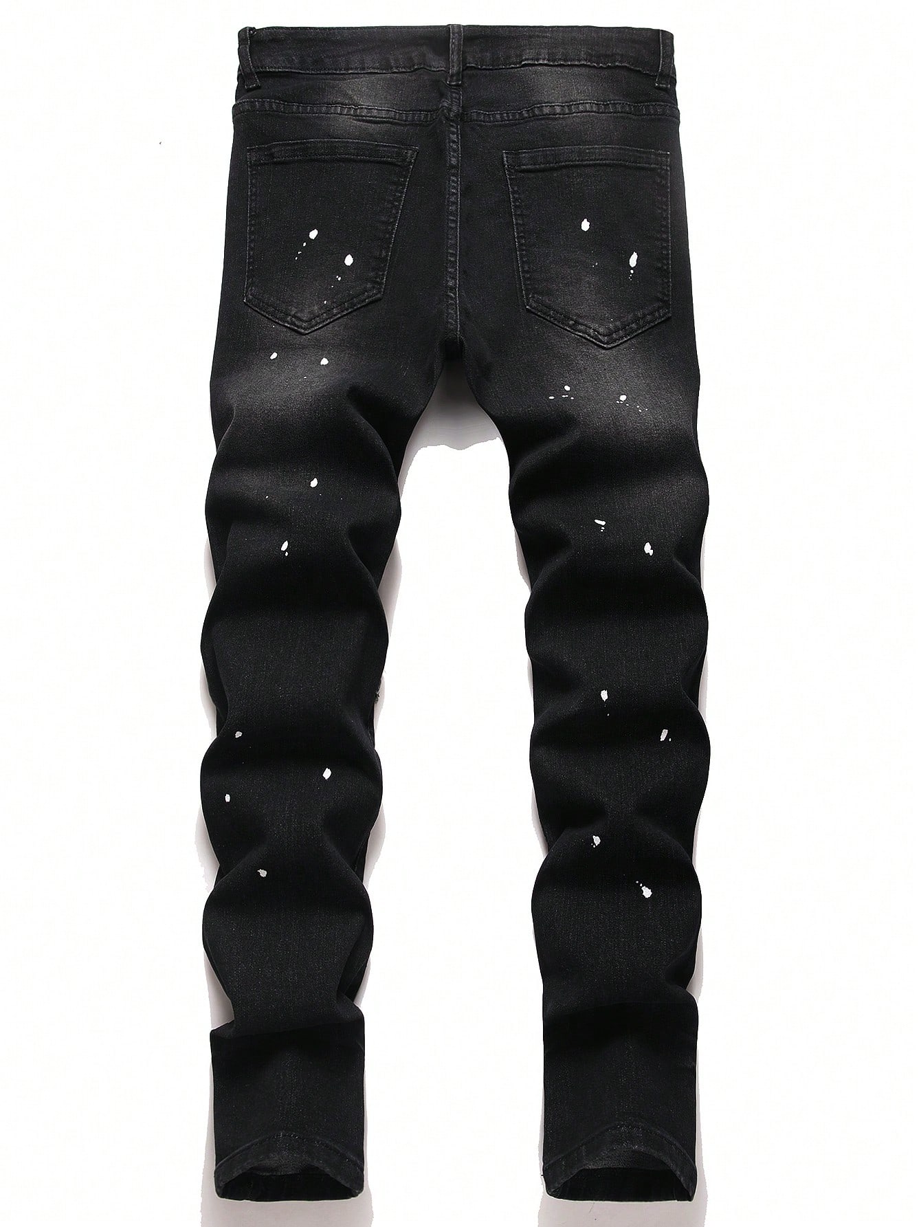 Jean en denim déchiré pour homme, très extensible, pantalon skinny hip-hop, pantalon décontracté à coupe slim avec broderie patchwork, streetwear