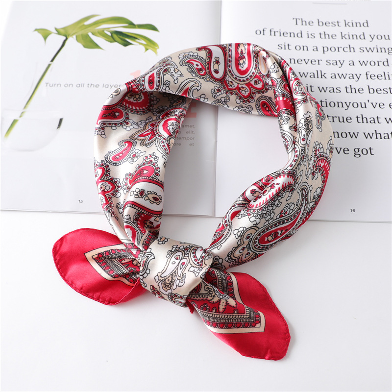 Foulard carré de luxe en soie de 60 cm pour femme, hijab, bandeaux pour cheveux, écharpe, châle en satin, ruban, bandeau, foulards de mode, bandana