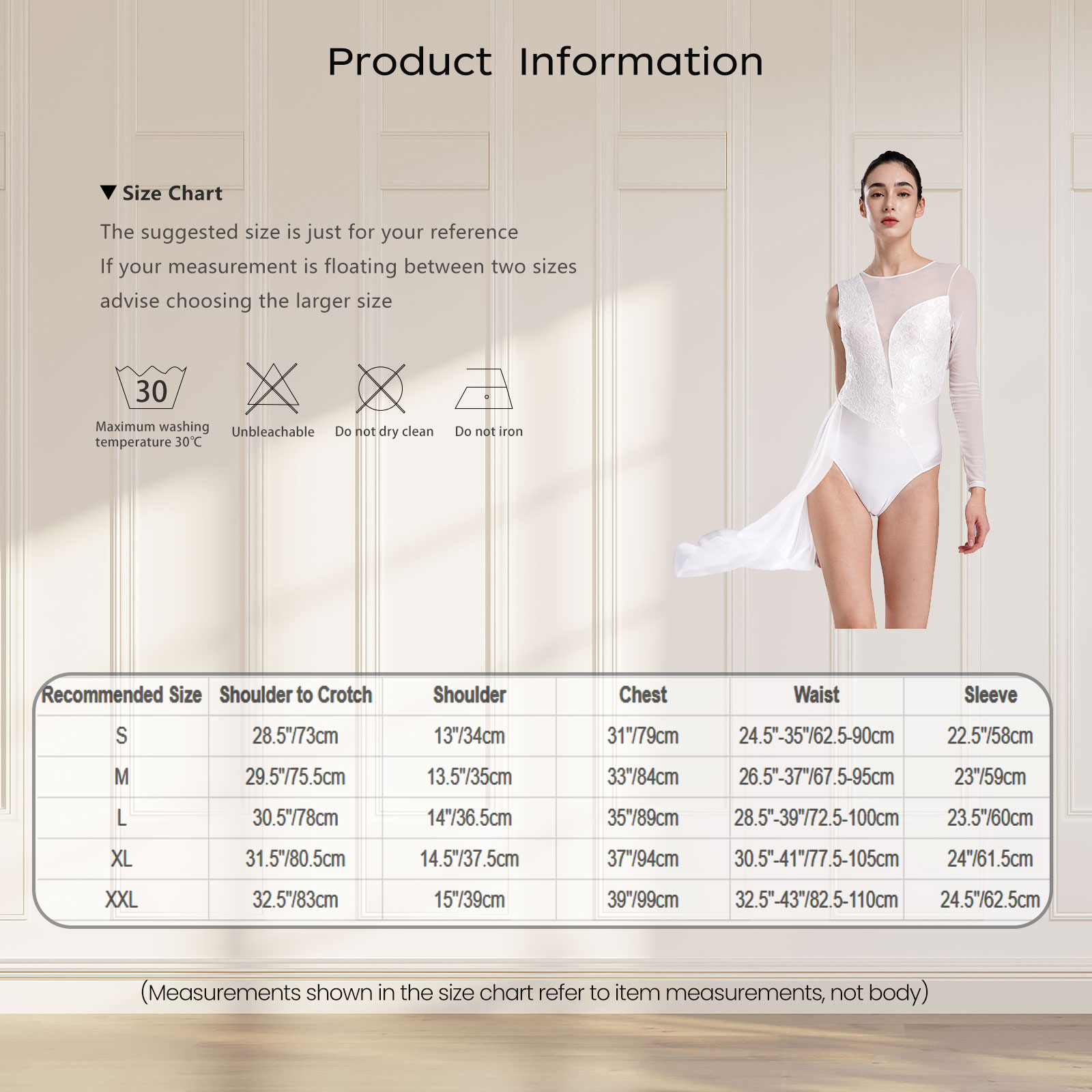 Justaucorps de danse lyrique pour femme, maille transparente, manches longues, dentelle florale, dos en V profond, costume de batterie pour la compétition de performance de patinage artistique