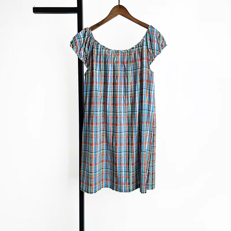 Robe ou haut sans manches à col rond pour femme, style rétro à carreaux Prairie Chic, coupe ample