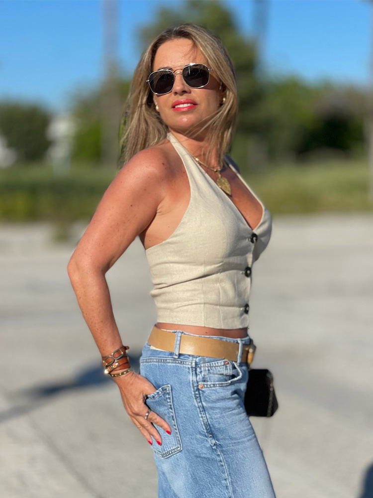 HH femmes jupe ensemble col en v simple boutonnage solide court gilet haut + mode taille haute fermeture éclair ourlet fendu ceinture conception jupe Midi
