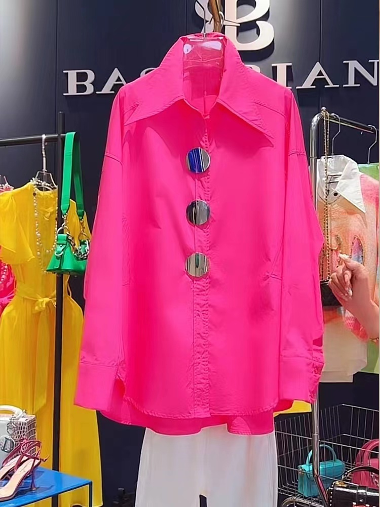 Chemises et chemisiers mi-longs en coton pour femmes, hauts élégants, décontractés, printemps, ventes de vêtements, 2024
