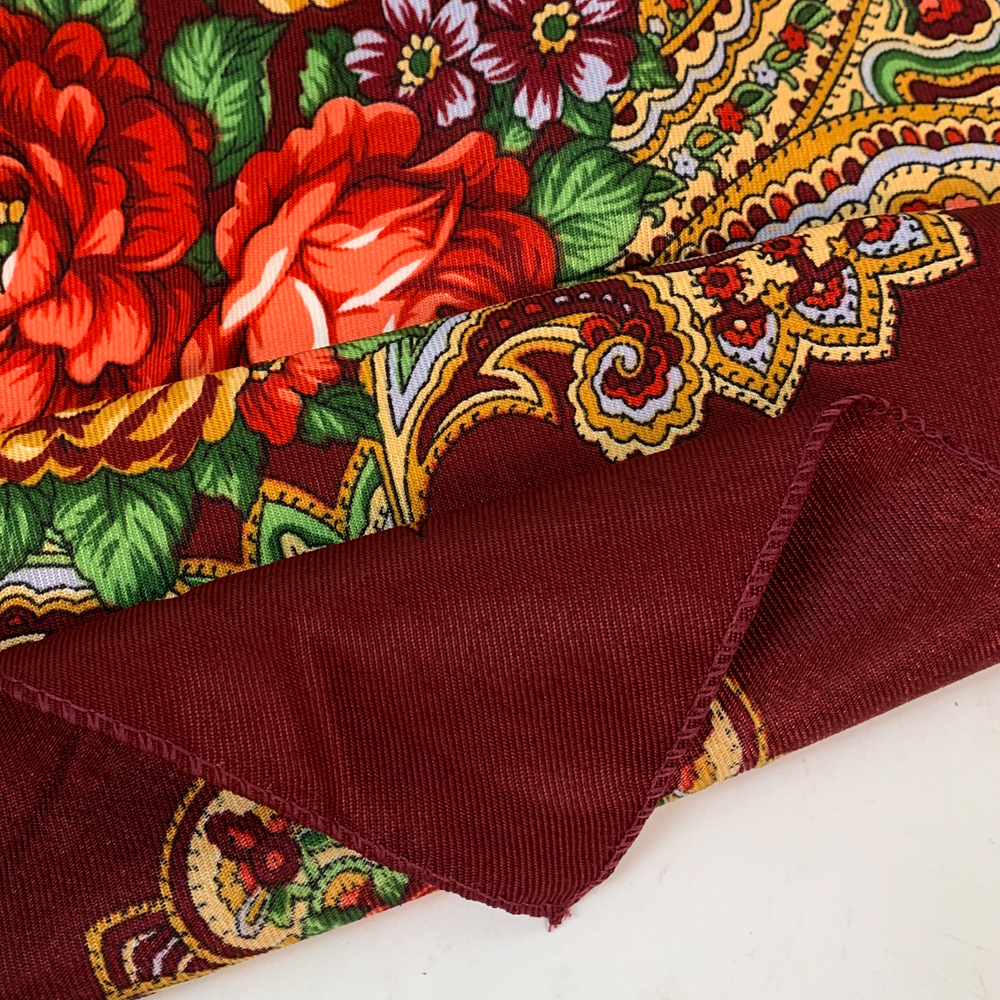 Foulard carré russe de luxe 100x100cm à imprimé floral pour femme, bandeau, bandana, châle, babouchka, mouchoir, couvre-chef féminin