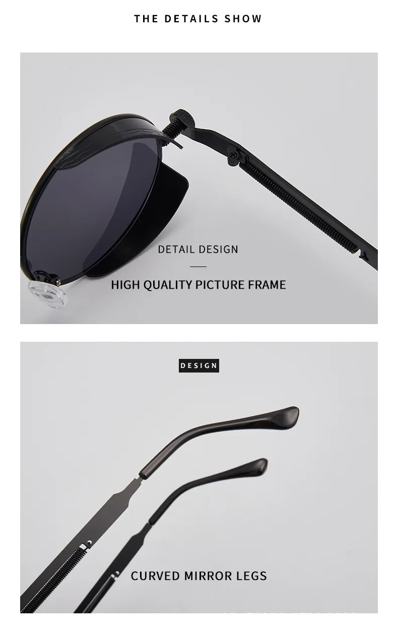 Lunettes De soleil Steampunk en métal pour hommes et femmes, rondes à la mode, marque De styliste, Vintage, haute qualité, Oculos De Sol 2025