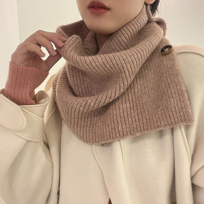 Câble tricot Snoods écharpe bouton tricoté écharpe filles automne hiver vêtements chauds châle à écharpe H7EF