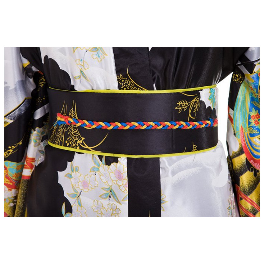 Robe de soirée noire pour femmes, tenue de cérémonie japonaise, costume cosplay, taille unique, ZW01