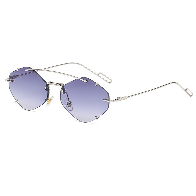 Lunettes de soleil carrées sans monture pour femmes et hommes, lunettes de soleil rétro, lunettes de créateur de marque, nuances de luxe, UV400