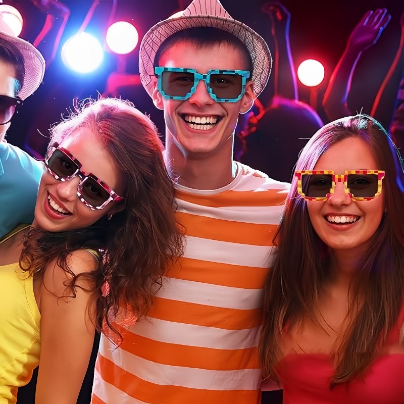 Lunettes de soleil Pixel rétro pour adultes, 7 pièces, cadeaux de fête pour anniversaires et événements de jeux, fournitures