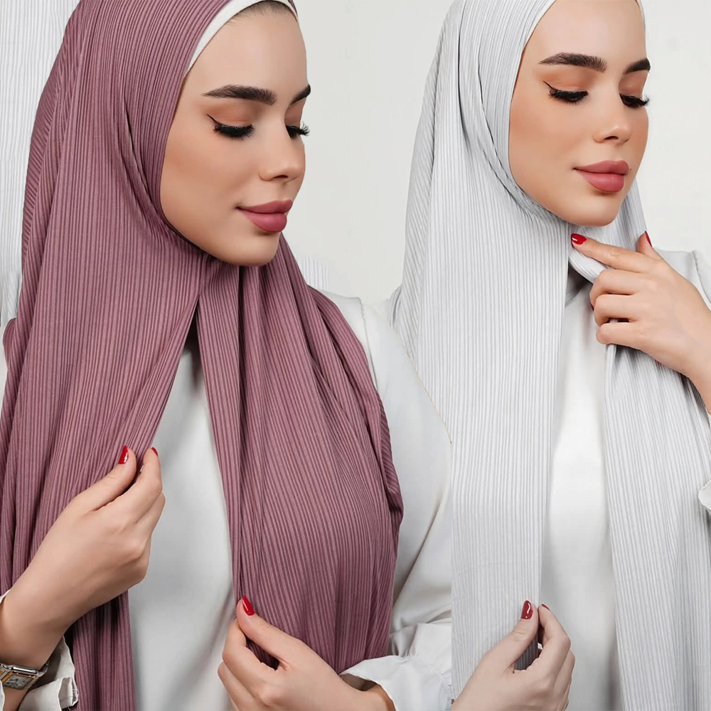 Jersey côtelé Hijab instantané bon point maillot extensible écharpe plaine froissé enveloppes plaine musulman Turban bandeau châles