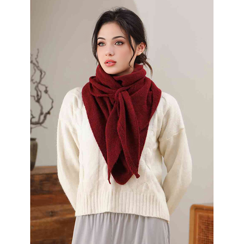 Écharpe triangulaire d'automne et d'hiver, nouveau foulard pour femmes, châle triangulaire en laine mélangée, épaissi et tricoté pour épaules chaudes.