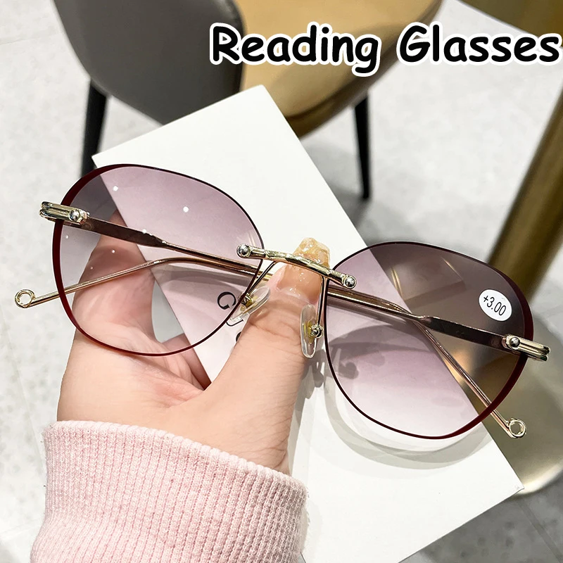 Nouveau dégradé lunettes de lecture unisexe femmes Anti rayon bleu presbytie lunettes de soleil dames PC lentille cadre hypermétropie sans cadre lunettes