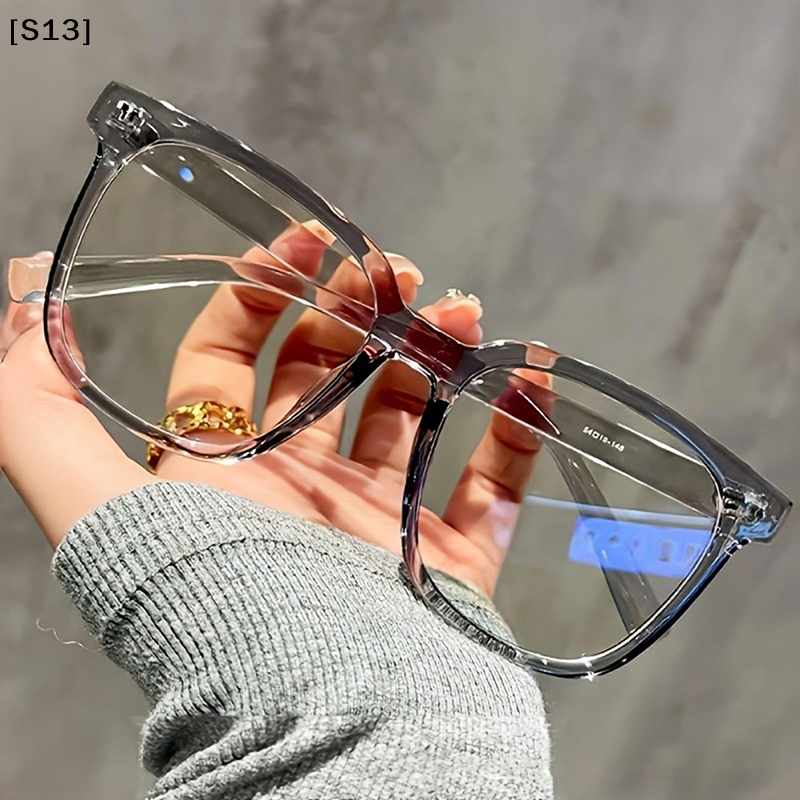 Lunettes de mode universelles à monture carrée, style campus tendance, monture noire transparente[Q]Q@