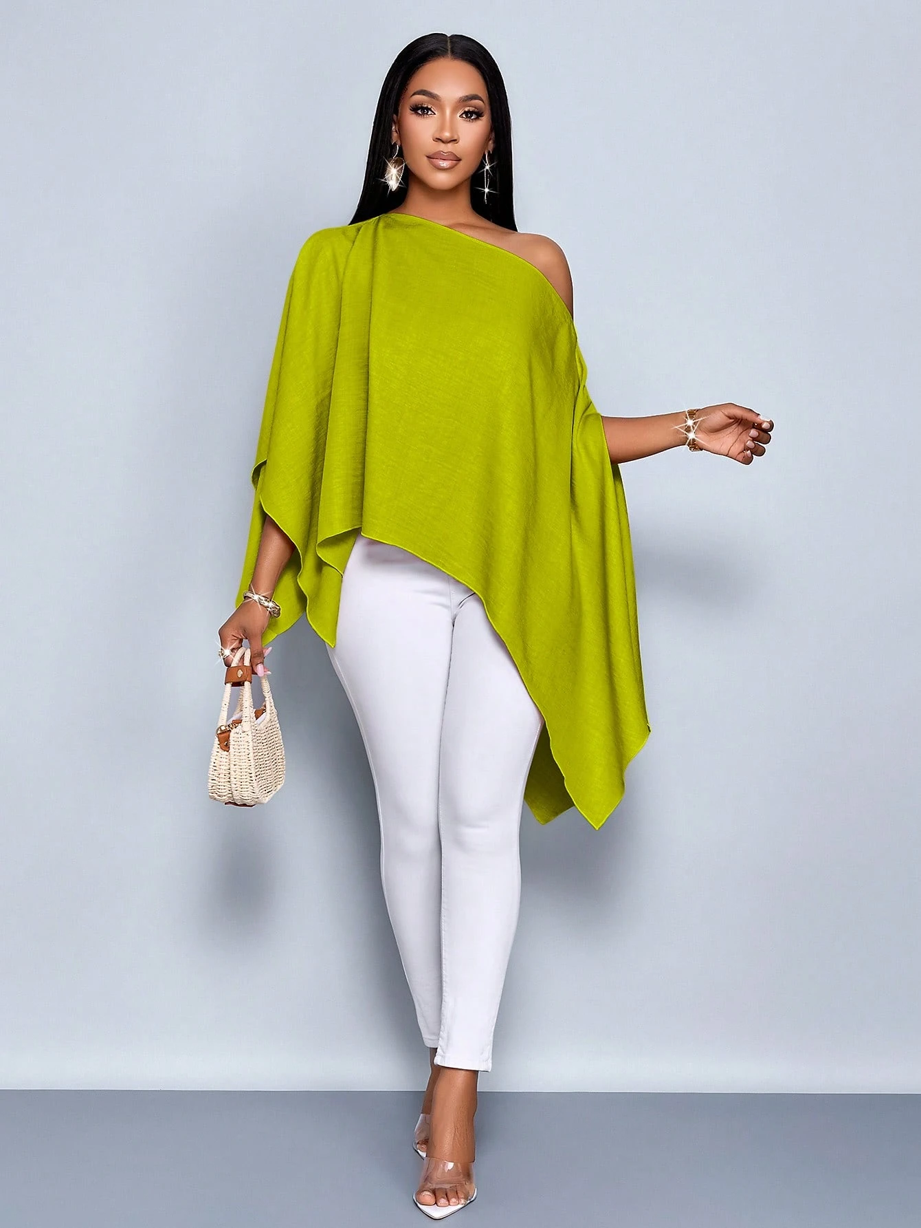 Chemise en lin pour femme à manches cape asymétriques et ourlet asymétrique