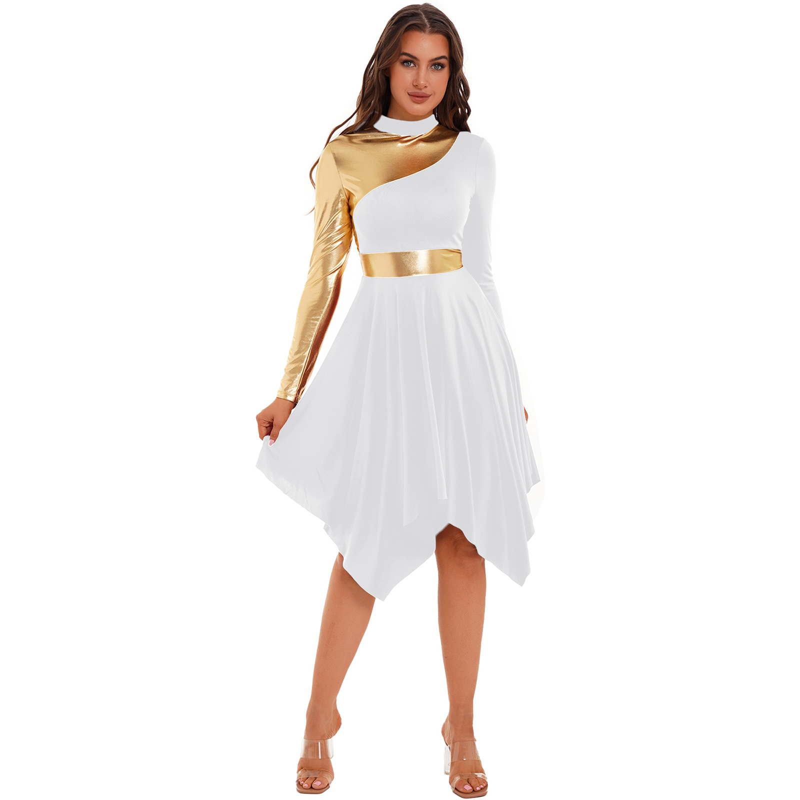 Costume de danse liturgique lyrique moderne pour femmes, robe tunique de culte pour chœur d'église avec pantalon large, tenue de scène