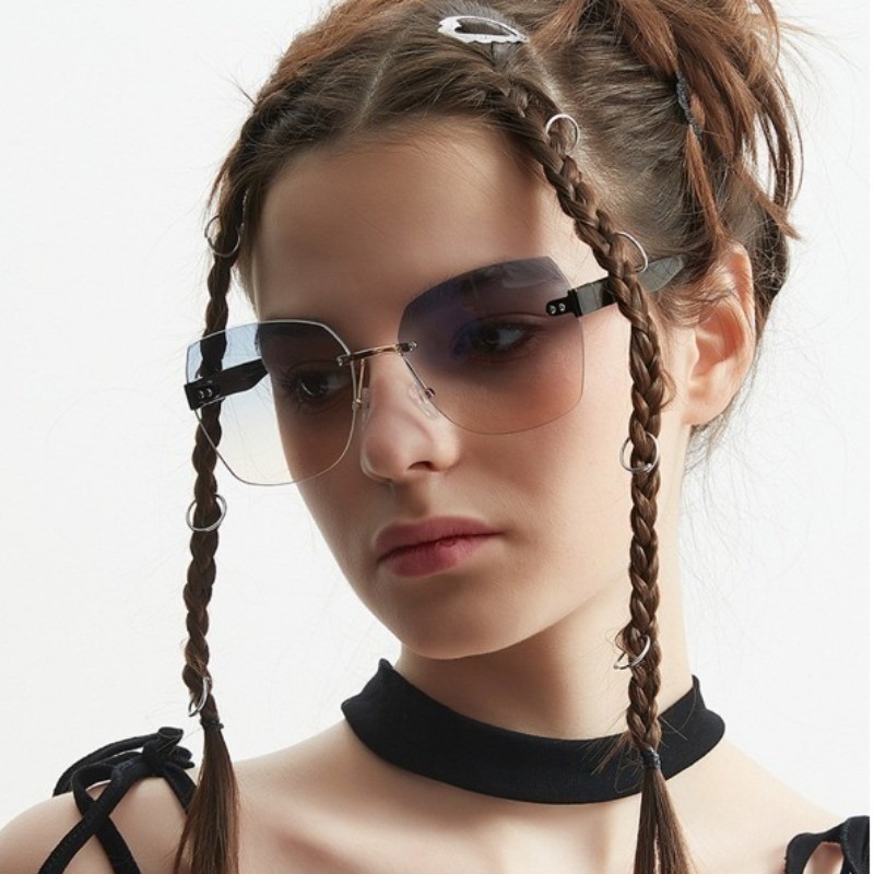 Lunettes de soleil pour femmes nouvelle mode lunettes sans monture dégradé lunettes de soleil dame Vintage classique lunettes de mode