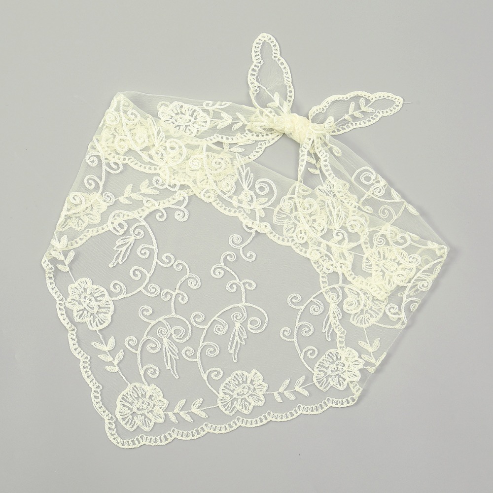 Nouveau foulard en dentelle ajourée, couleur unie, broderie, bandeau, foulard triangulaire fin vintage pour femme