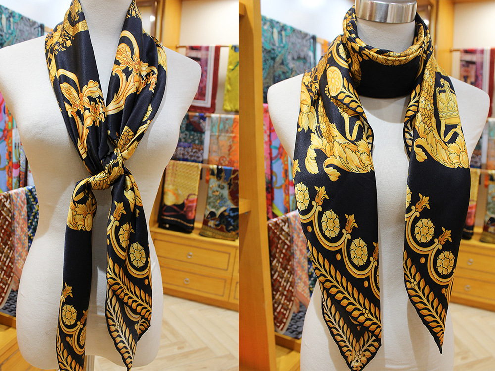 Foulard en Soie Douce 110CM pour Femme, Bords Roulés à la Main, Bandanas, Châles Carrés, Accessoires Vestimentaires, Ceinture, Foulards pour Cheveux et Cou, 110cm