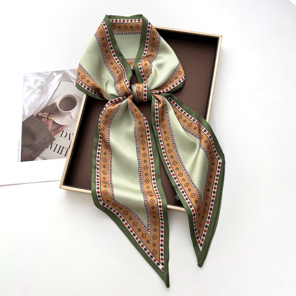 Écharpe longue pour femme à imprimé pois, effet soie, pour le cou, les cheveux ou comme ruban, foulard féminin, bandeau imprimé, ruban pour la tête