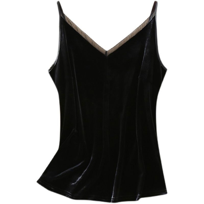 Mode rétro élégant décontracté polyvalent velours col en v Base jarretelle gilet pour les femmes