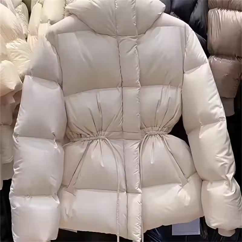 Veste rembourrée en coton pour femme, manteau en duvet, Parkas à capuche, cordon de serrage, taille épaisse et chaude, à la mode, automne hiver