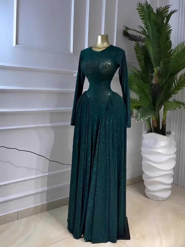 Robe longue femme à manches longues, taille haute, amincissante, avec fines bretelles style lingerie, sexy, élégante, pour soirée