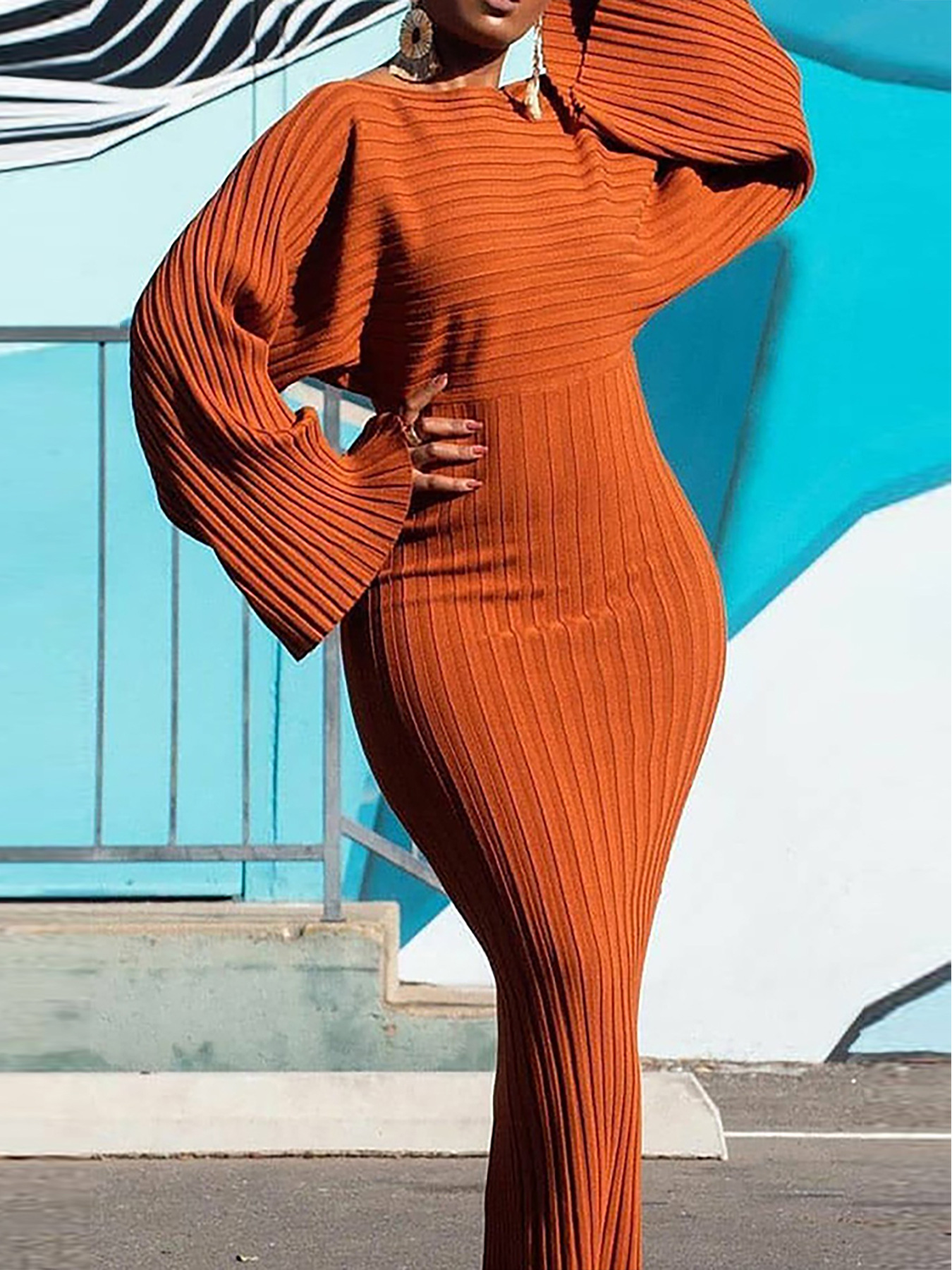 Robe en tricot pour femmes, col rond, taille élastique, enveloppante, robes de hanche épissées, coupe cintrée irrégulière, manches longues, élégante, hiver 2025