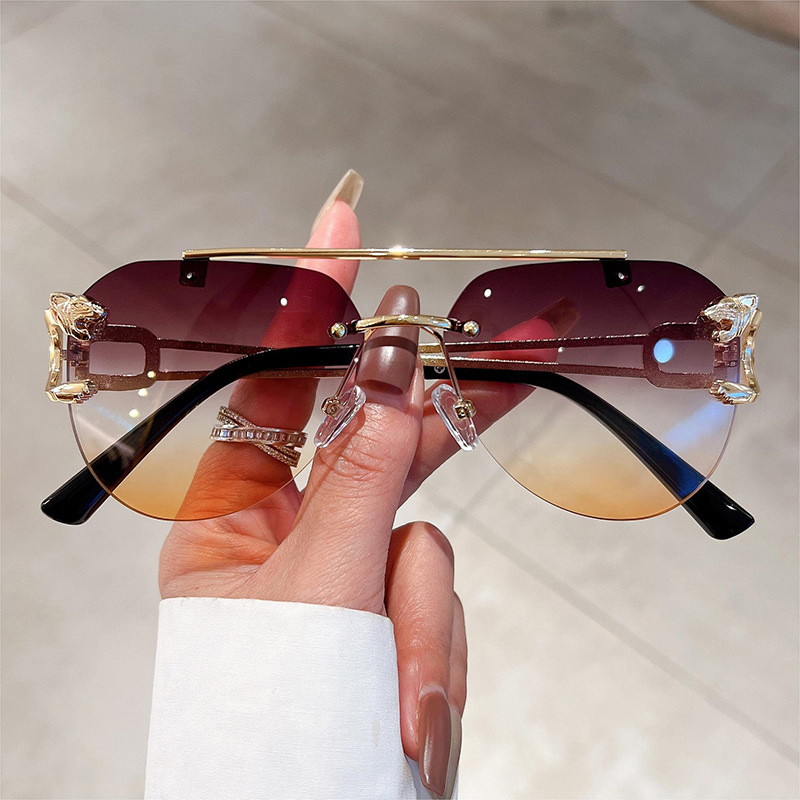 2023 Lunettes De Soleil Femmes De Luxe Sans Monture Vintage Lunettes De Mode Lunette Surdimensionné Shades De Soleil Femme Gafas De Sol Mujer Lentes