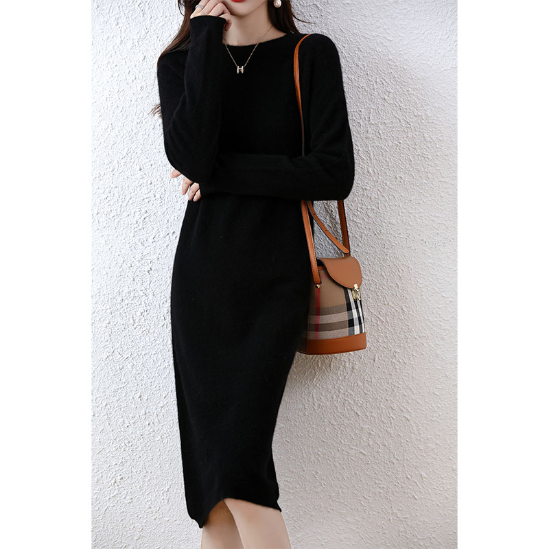 Pull en cachemire robes tricotées 100% laine mérinos femmes hiver femme pulls élégants robe automne décontracté jupes à manches longues
