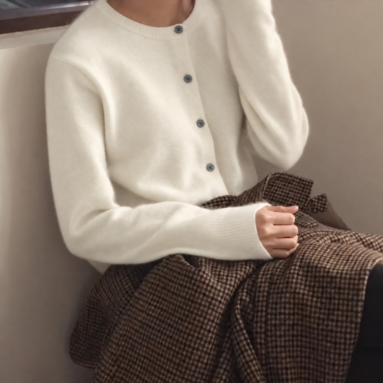 Cardigan en cachemire pour femmes, pull à simple boutonnage, manches longues, couleur unie, vêtements d'extérieur, printemps automne, haut en tricot décontracté