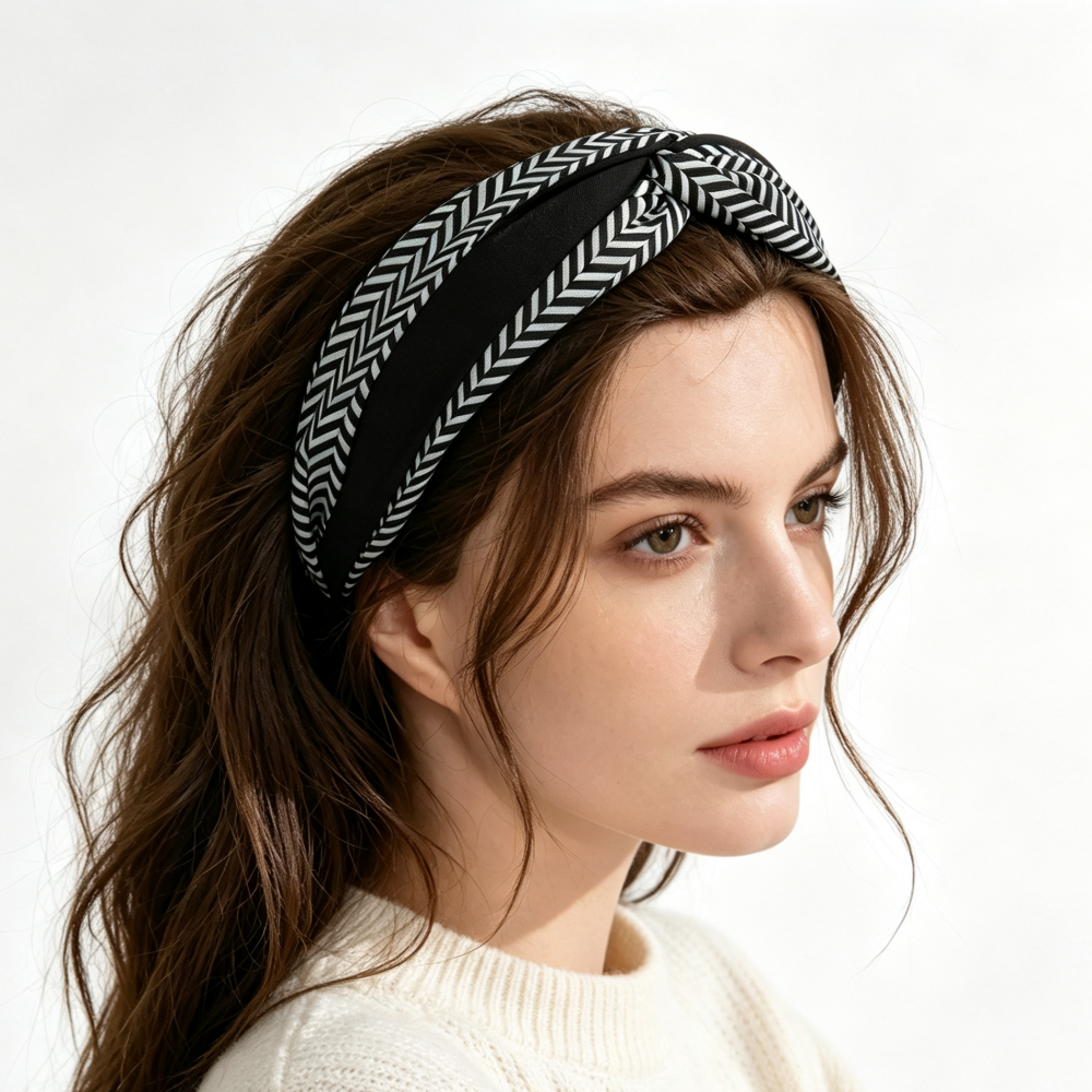 Bandeau noué à imprimé feuille style peinture à l'huile rétro, bandeau large turban tendance pour femmes, décorations capillaires vintage élégantes pour filles