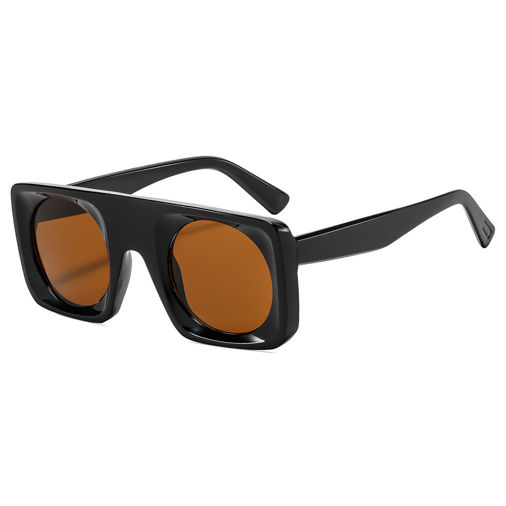 Nouvelles lunettes de soleil carrées 2026 pour hommes et femmes, monture large de créateur, verres ronds intégrés, protection solaire tendance UV400