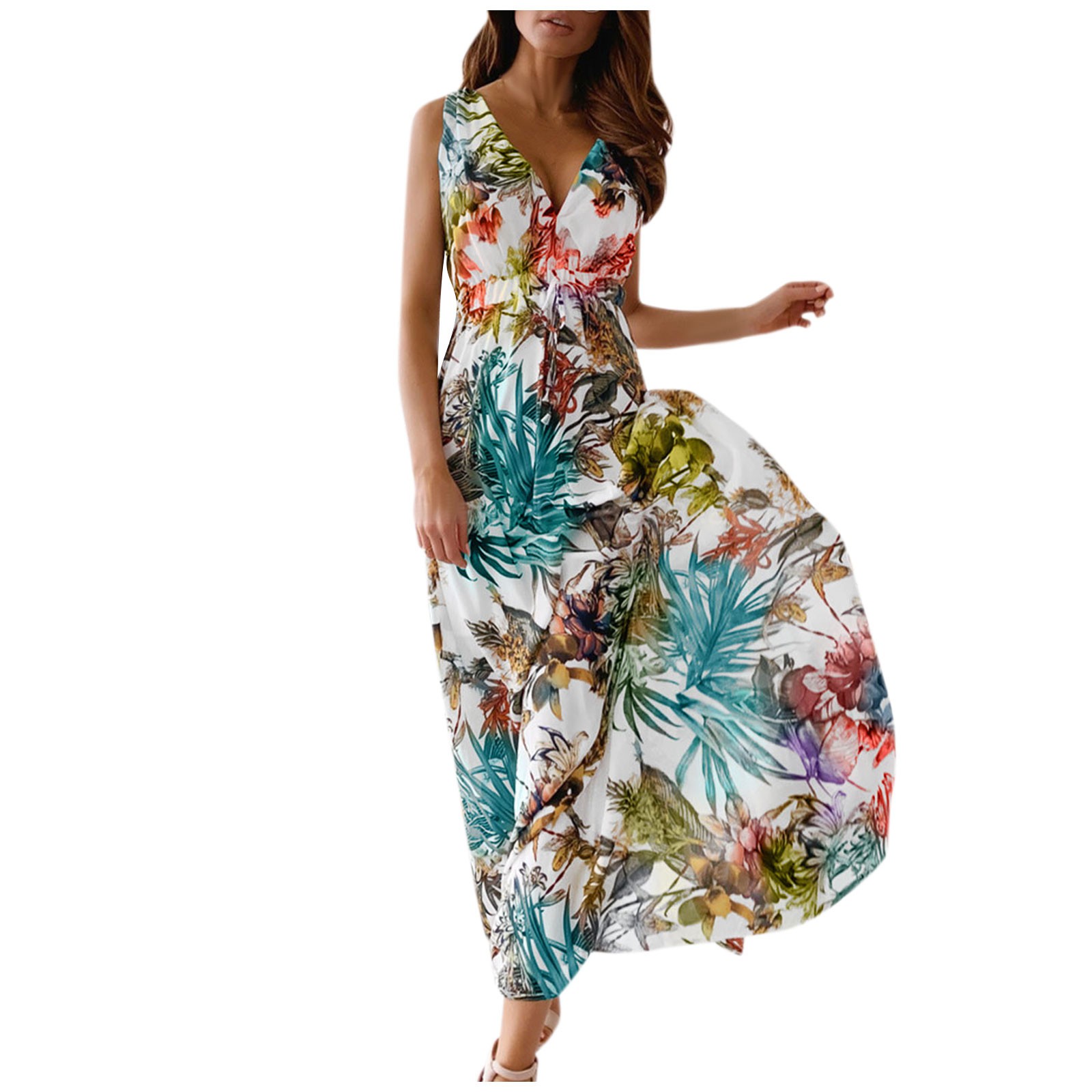 Robe longue en mousseline de soie pour femmes, style français, manches courtes, élastique, trapèze, imprimé bohème, plage, été