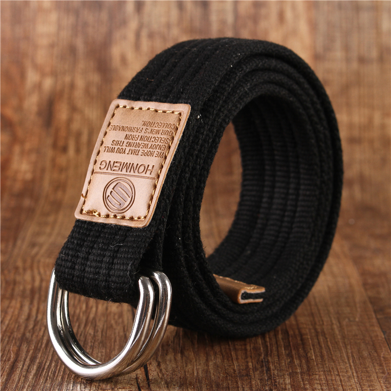 Nouvelle version coréenne pour hommes et femmes, 16 couleurs, boucle à double boucle, ceinture en toile, pantalons décontractés de 43 pouces, ceinture en toile pour pantalons pour jeunes