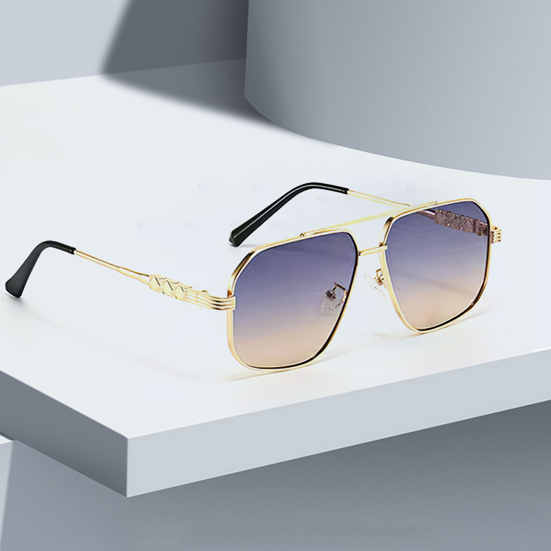 Lunettes de soleil à charnière en métal pour femmes, cadre transparent, lentille dégradée grise et rouge, lunettes carrées, mode moderne, nouveau, 2025