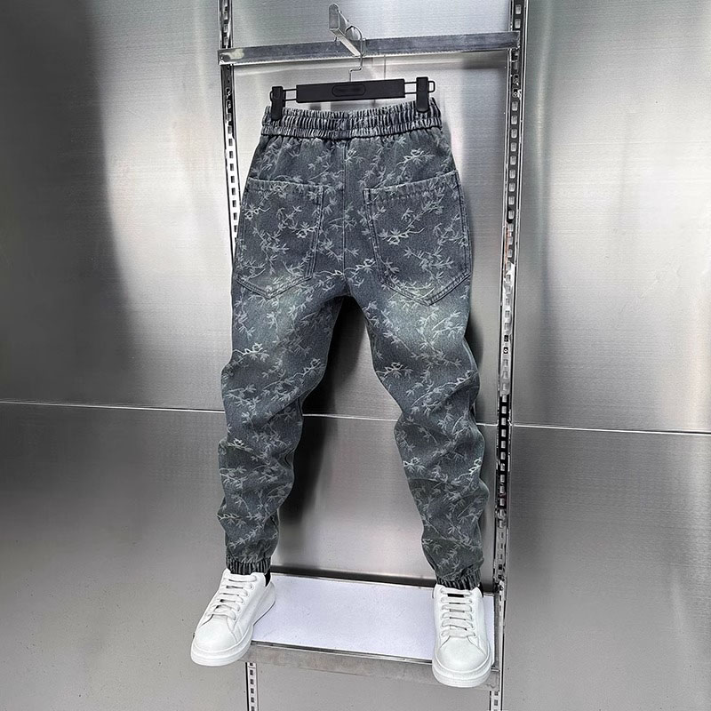 Jean classique américain Jacquard, sarouel à articulations, de haute qualité, ample, Harajuku, jambes droites, vêtements pour hommes