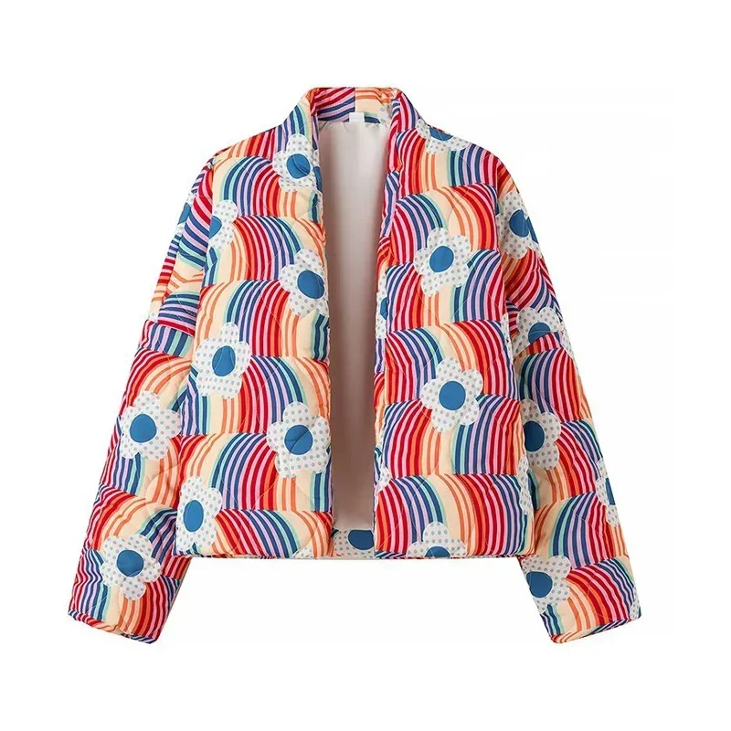 Cardigan Matelassé à Manches sulfpour Femme, Veste en Coton, Manteau Décontracté, Collection Automne 2023