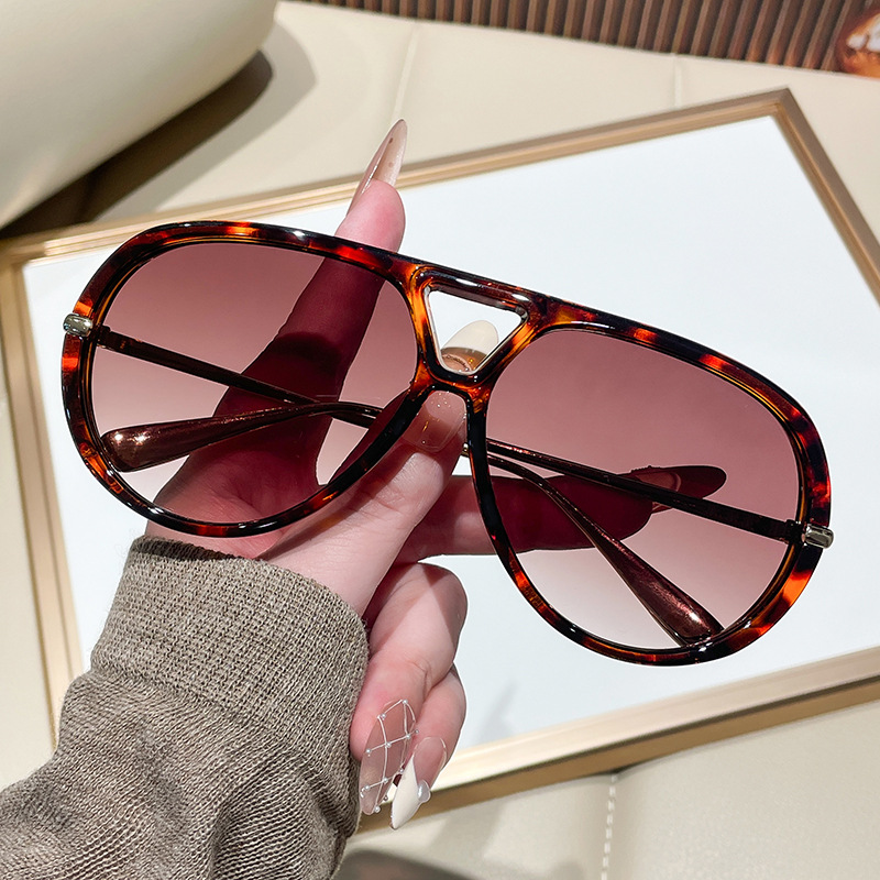Lunettes de soleil oversize pilote 2026, nouveau modèle vintage à double pont, pour femme, design de marque de luxe tendance, protection UV400 pour l'extérieur