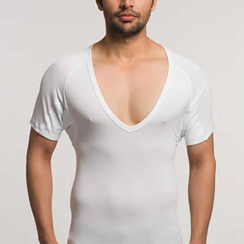 T-shirt à col en V profond pour hommes, sous-vêtements blancs, couche de base de sport, contrôle de la sueur des ati elles, sous-vêtements masculins, résistant à la transpiration, cadeau