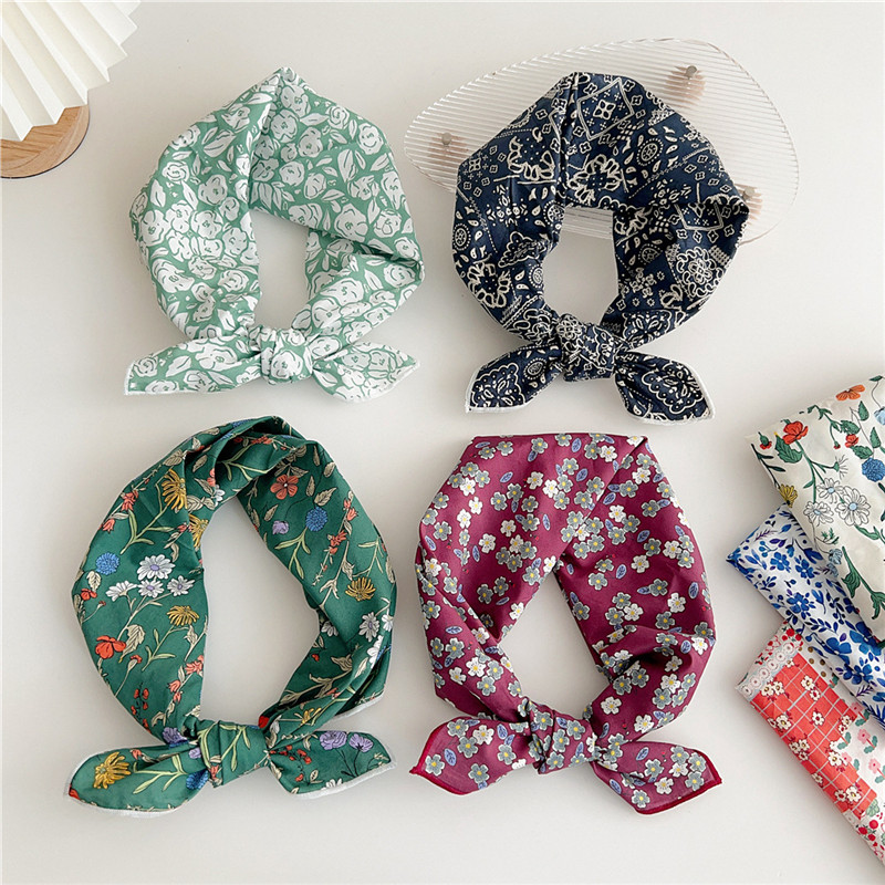Foulard Carré Imprimé pour Femme, 58x58cm, Turban, Bandeau de Sauna, Bandana, Enveloppe de Sauna, Décoration Ronde du Cou